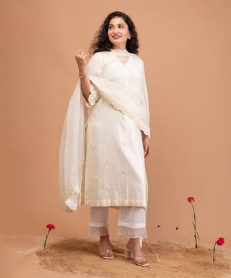 Ivory malai chanderi kurta set 2