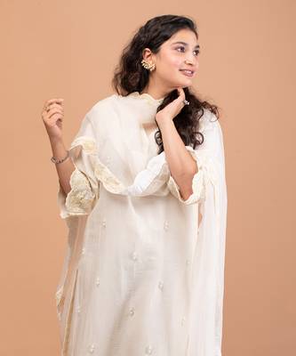Ivory malai chanderi kurta set 3