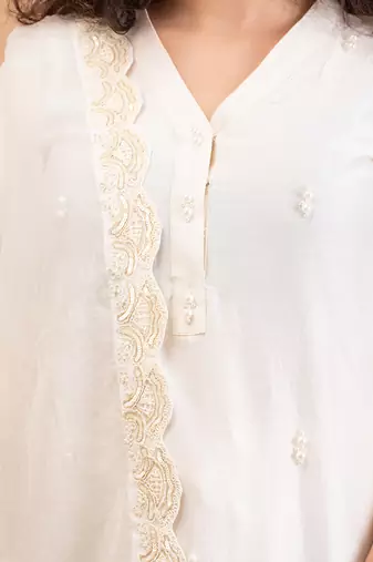 Ivory malai chanderi kurta set