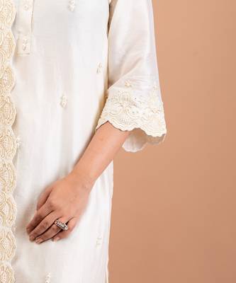 Ivory malai chanderi kurta set 5