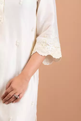 Ivory malai chanderi kurta set