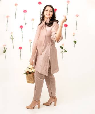 Dull rose chanderi kurta set 1