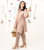 Dull rose chanderi kurta set