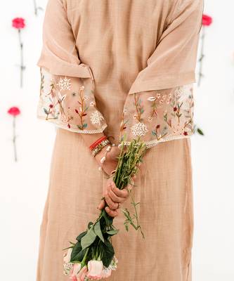 Beige malai chanderi kurta set 4