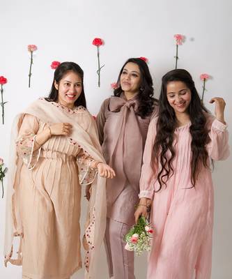 Beige malai chanderi kurta set 5