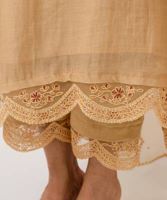 Peach pink chanderi kurta set 2