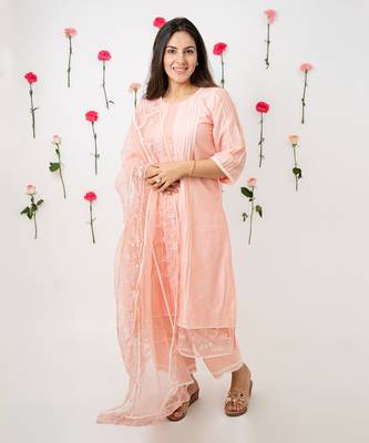 Golden beige malai chanderi kurta set 2