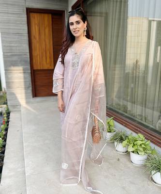 Rose pink chanderi kurta set 1