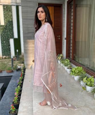 Rose pink chanderi kurta set 2