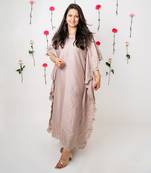 Earthy brown chanderi kaftan set