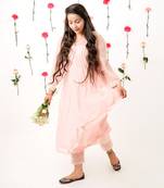 Baby pink malai chanderi kurta set