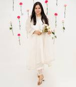 Offwhite malai chanderi cotton kurta set