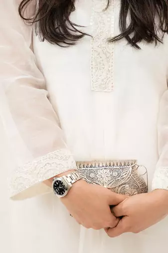 Offwhite malai chanderi cotton kurta set