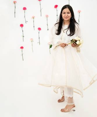 Offwhite malai chanderi cotton kurta set 3