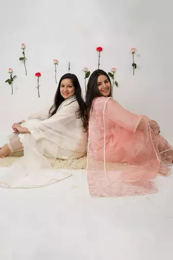 Offwhite malai chanderi cotton kurta set