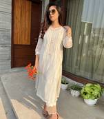 Offwhite malai chanderi cotton co ord set