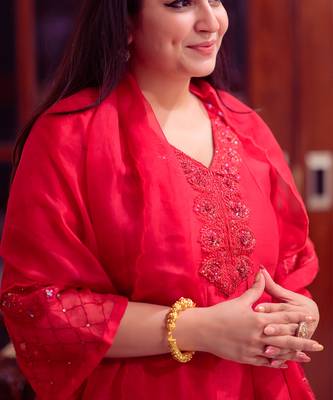 Blood red chanderi anarkali set 3