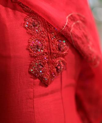 Blood red chanderi anarkali set 5