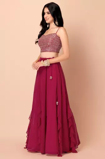 Charming Pink Georgette Party Wear Lehenga With Sequins Choli