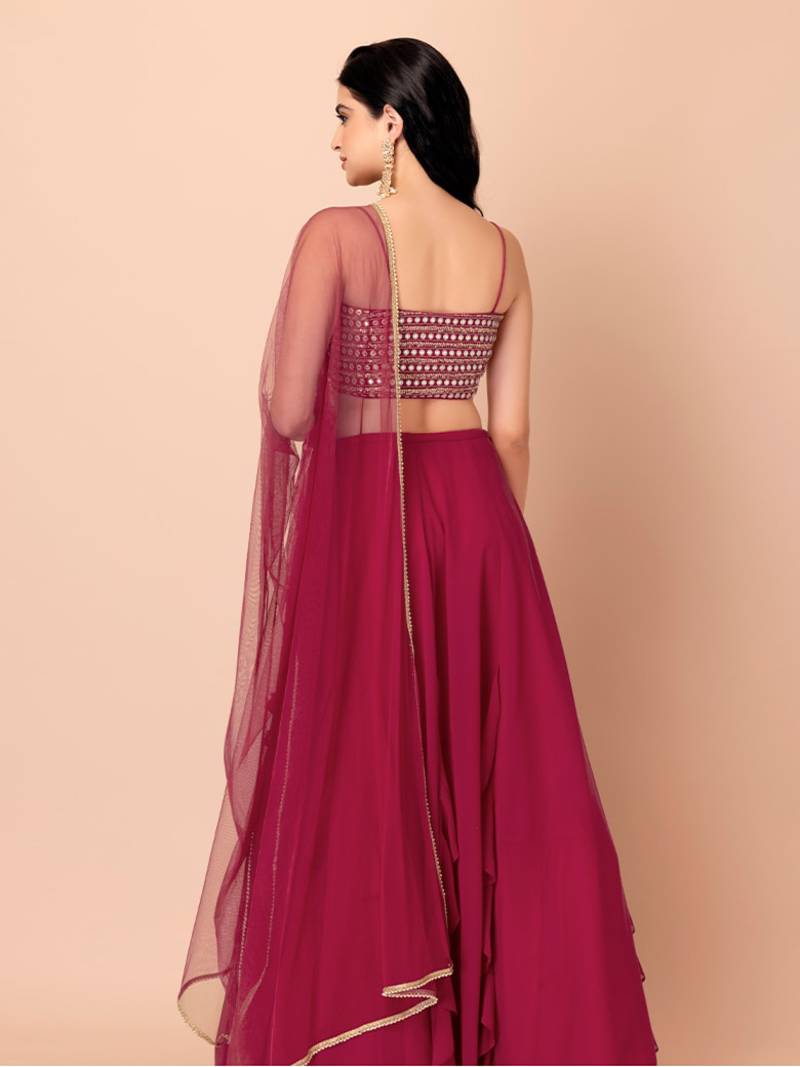 Charming Pink Georgette Party Wear Lehenga With Sequins Choli