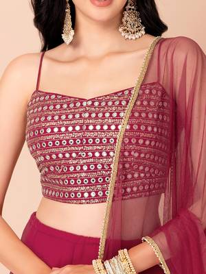 Charming Pink Georgette Party Wear Lehenga With Sequins Choli 4