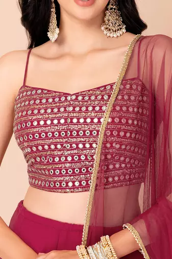 Charming Pink Georgette Party Wear Lehenga With Sequins Choli
