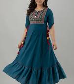 Women Embroidered Anarkali Kurta in Blue