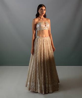 Nude Cream Organza Lehenga Set 1