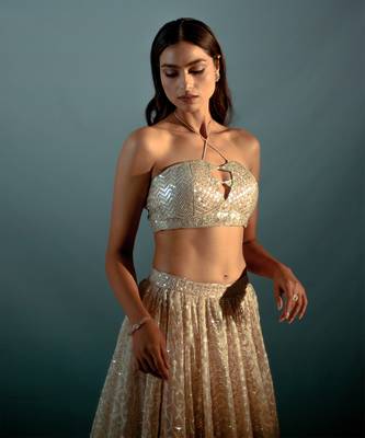 Nude Cream Organza Lehenga Set 2