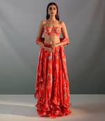 Scarlet Red Georgette Lehenga Set