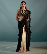 Black sequin saree set