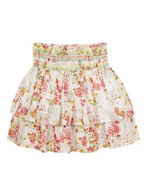 Budding bees pink floral fantasy flare skirt 2