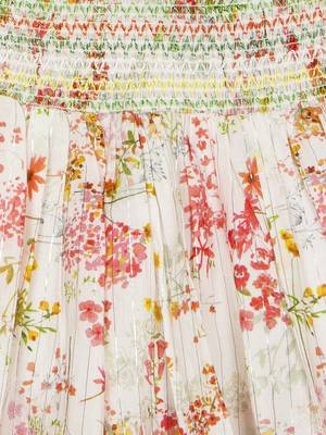 Budding bees pink floral fantasy flare skirt 3