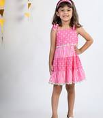 Buddingbees pink cambric print dress & festive hair band