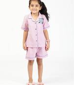 Budding bees girls white and pink y/d printed nightwear set-pink