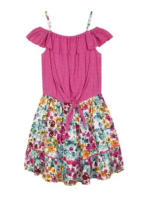 Budding bees whimsical delights girls assorted printed poplin dress -pink 1