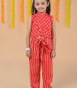 budding bees festive spirit 2pcs red top, trouser with bag