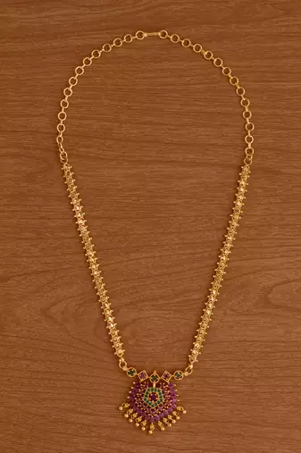  golden necklace with ruby pendant one gram gold