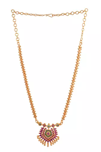  golden necklace with ruby pendant one gram gold
