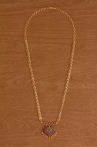  golden necklace with ruby pendant one gram gold