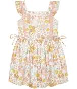 Budding bees petal pink girls' floral cotton dress