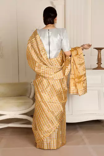 Gold handwoven saree set