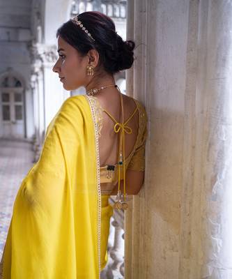 Gold tissue saree set 3