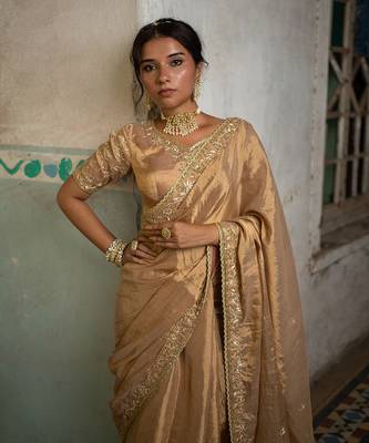 Gold tissue saree set 2
