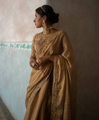 Gold tissue saree set 4