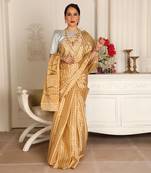 Gold handwoven saree set