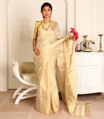 Gold zari tissue saree set