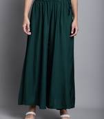 Women Dark Green Solid Flared Palazzos