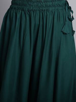 Women Dark Green Solid Flared Palazzos 6