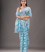 Silk Cotton Buti Work Jamdani Saree Without Blouse